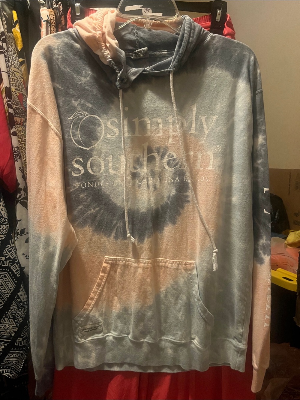 Simply Southern Peach and Slate Tie-Dye Pullover Hoodie